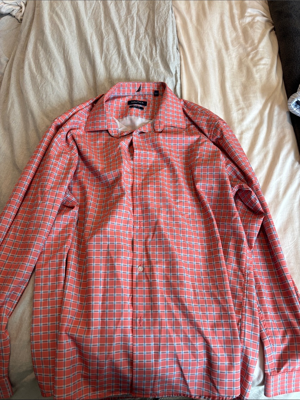 Nautica Red Plaid Button-Down Dress Shirt